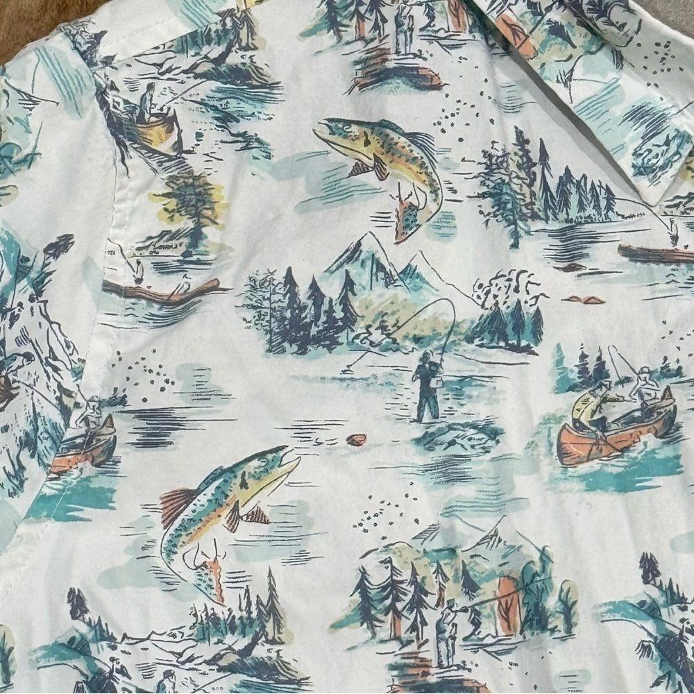 Eddie Bauer Button Down Fish Fishing Short Sleeve Tee Shirt Men’s Xl View 3